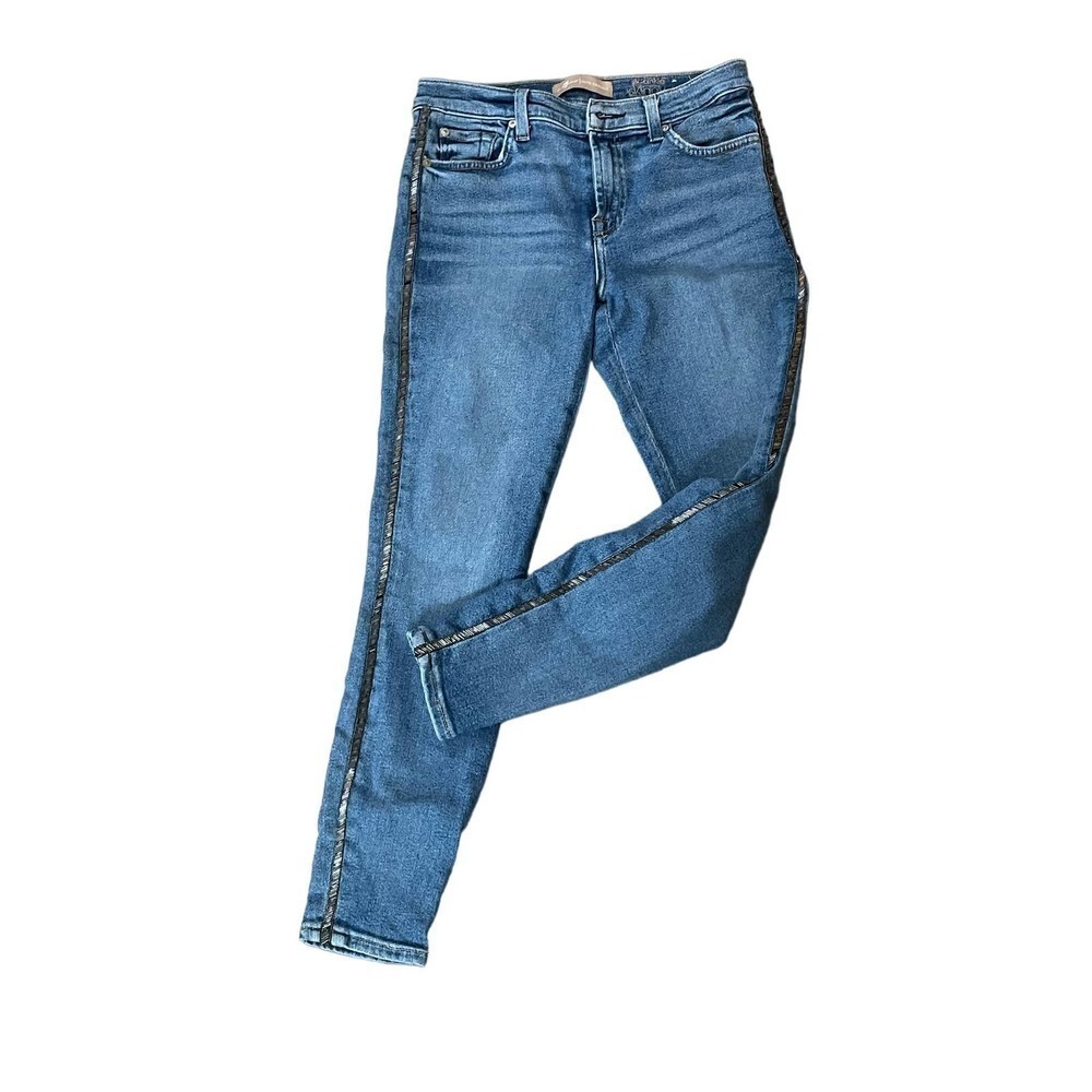 7 For All Mankind Ankle Skinny Jeans Beaded Side Stripe Embellished